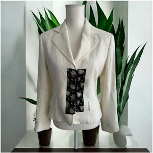DOLCE & GABBANA Cream Floral Rose Buttoned Blazer Size IT 44